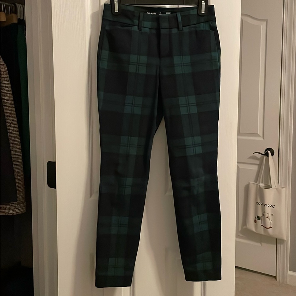 Old Navy High-Waisted Plaid Pixie Skinny Pants for Women Blue/Green 0P